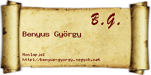 Benyus György névjegykártya