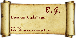 Benyus György névjegykártya